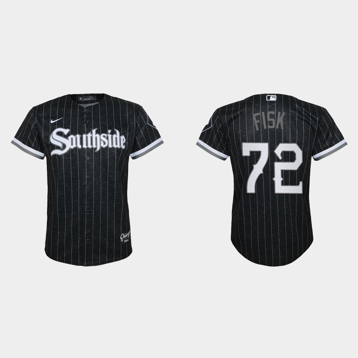 Youth Chicago White Sox #72 Carlton Fisk Black 2021 City Connect Jersey
