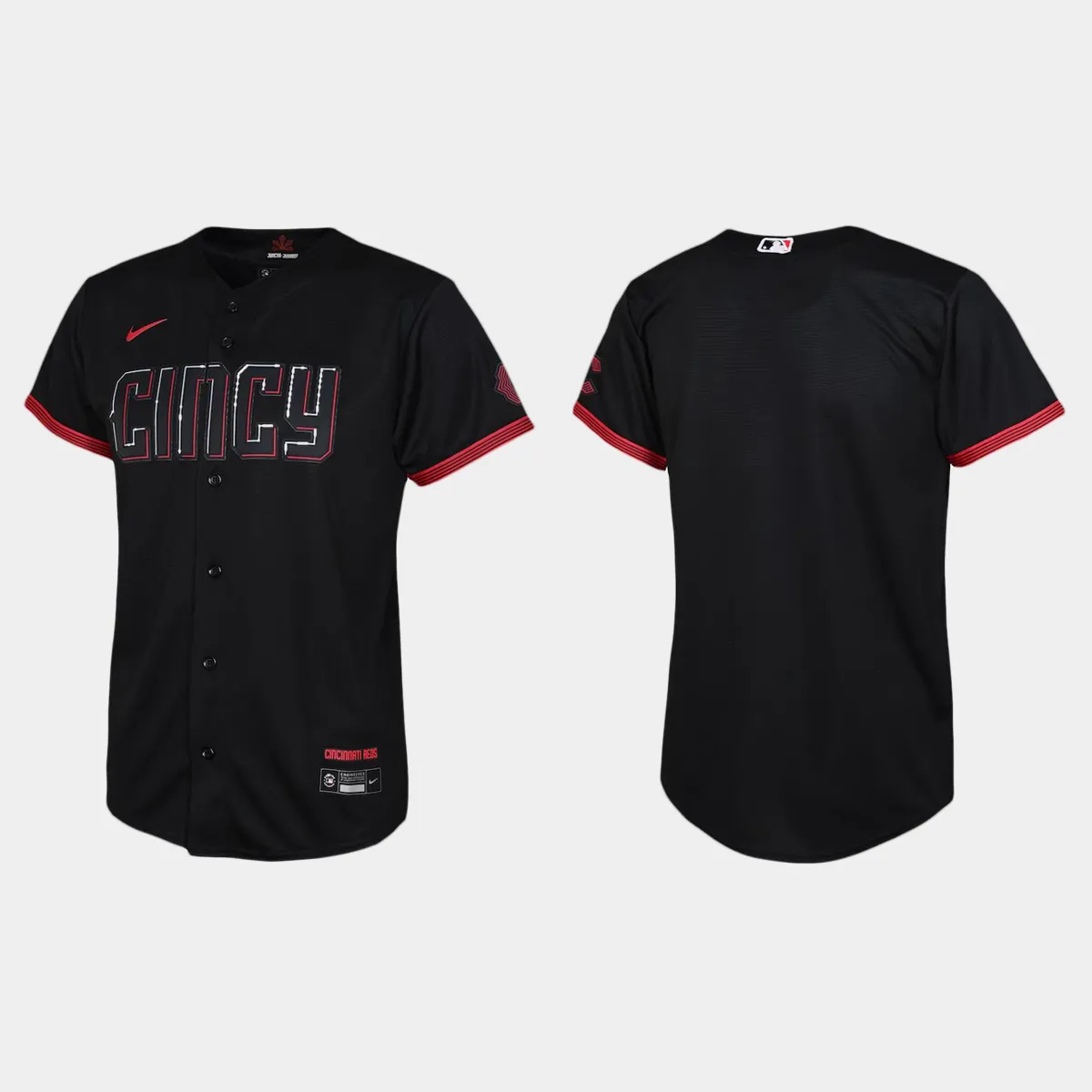 Youth Cincinnati Reds Black 2023 City Connect Jersey