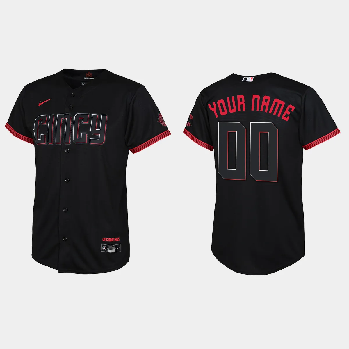 Youth Cincinnati Reds Custom Black 2023 City Connect Jersey