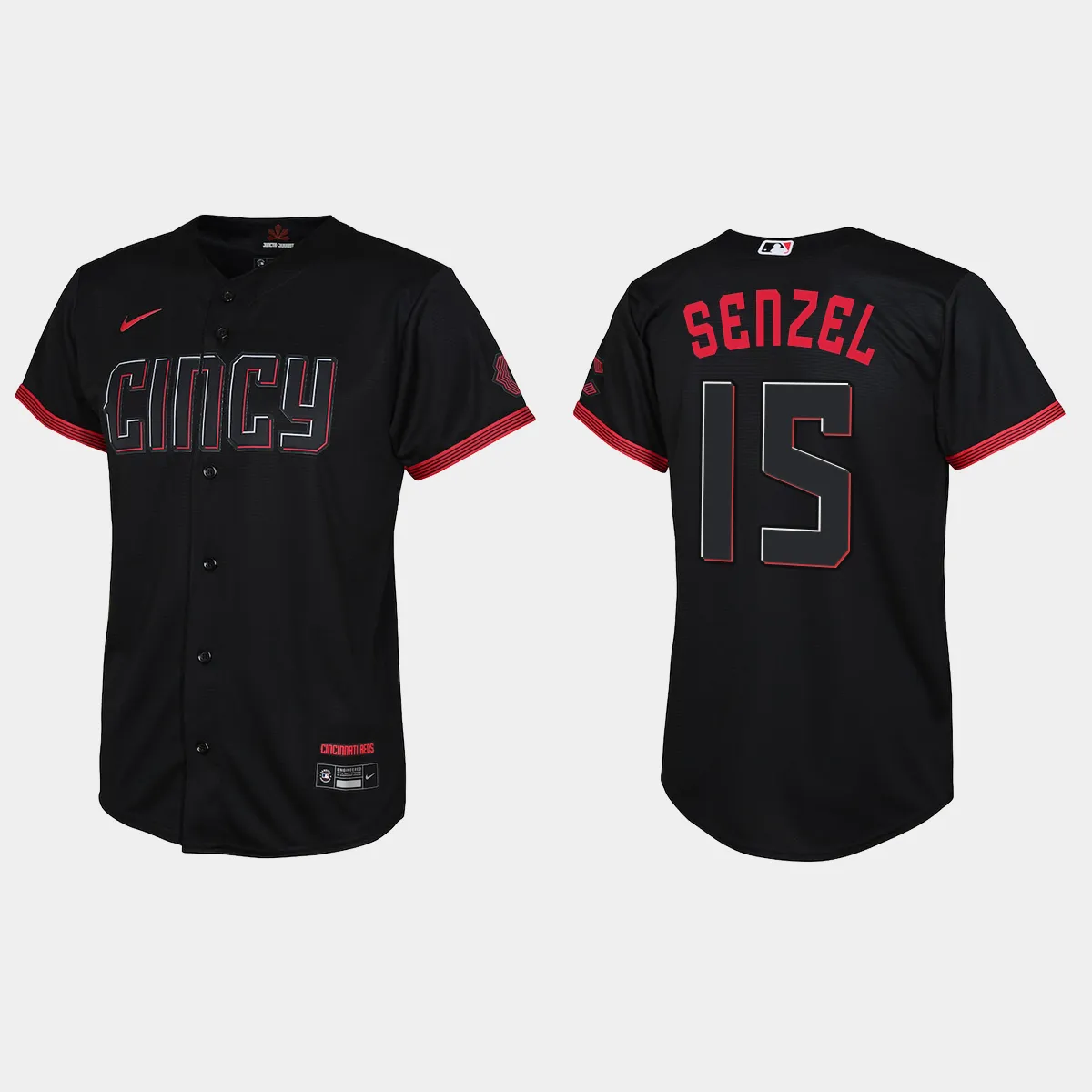 Youth Cincinnati Reds Nick Senzel Black 2023 City Connect Jersey
