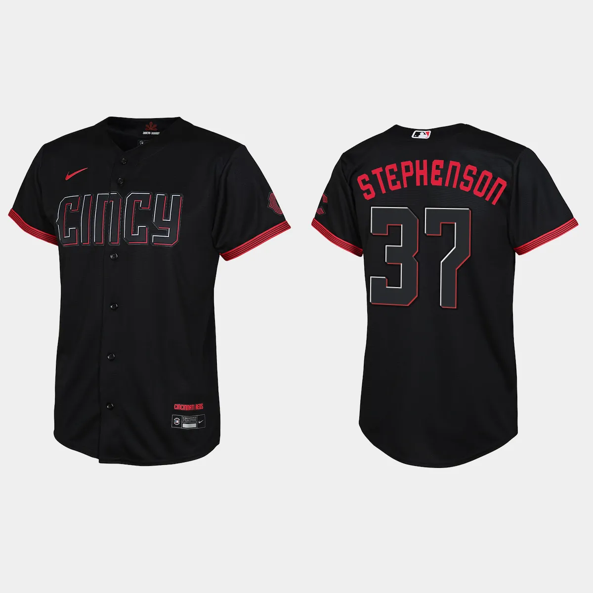 Youth Cincinnati Reds Tyler Stephenson Black 2023 City Connect Jersey