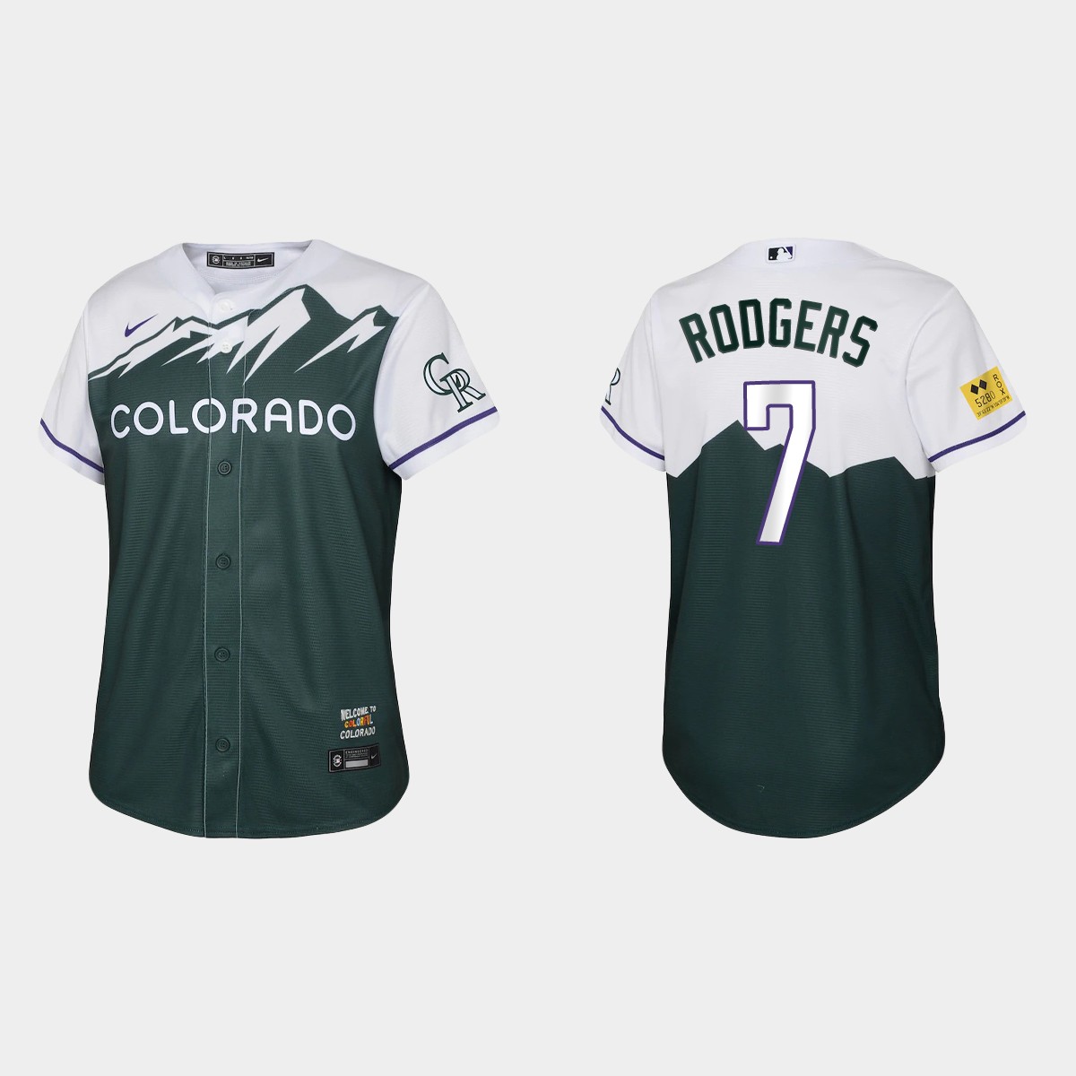 Youth Colorado Rockies Brendan Rodgers Green 2022 City Connect Jersey