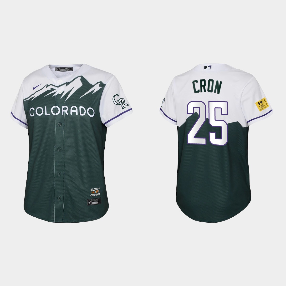Youth Colorado Rockies C.J. Cron Green 2022 City Connect Jersey