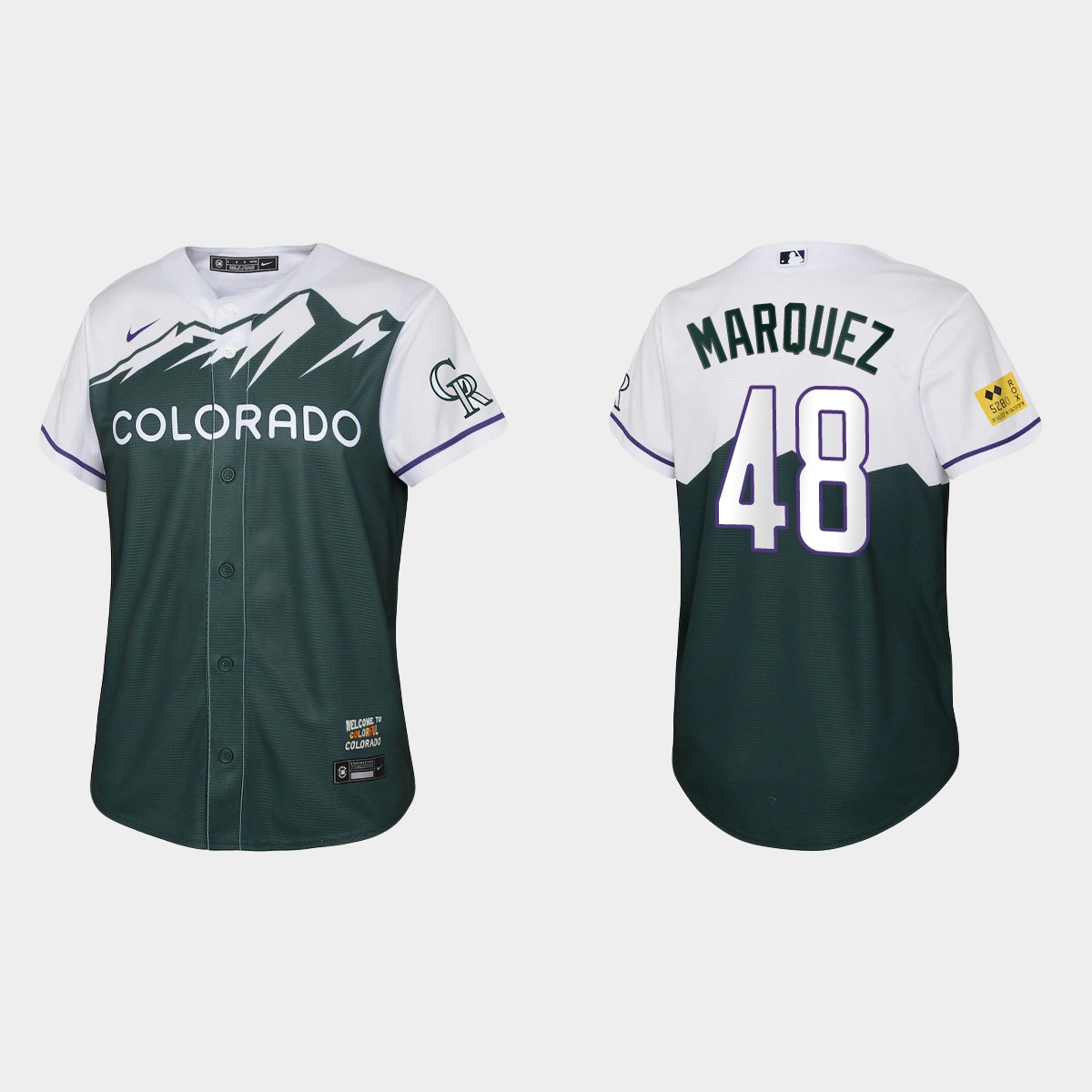 Youth Colorado Rockies German Marquez Green 2022 City Connect Jersey