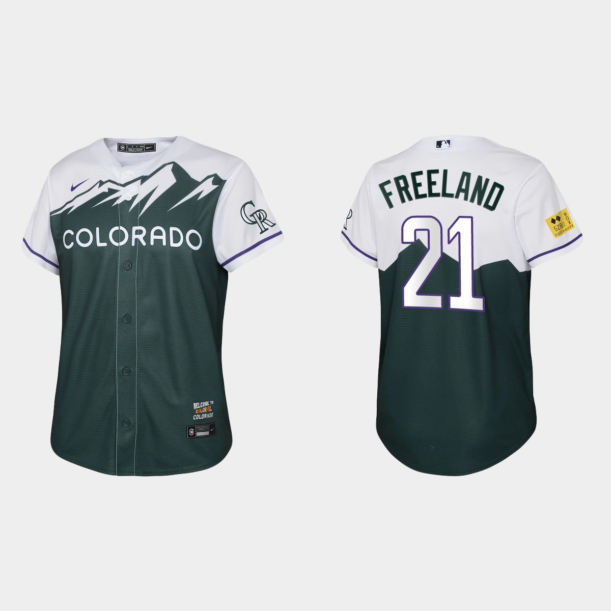 Youth Colorado Rockies Kyle Freeland Green 2022 City Connect Jersey