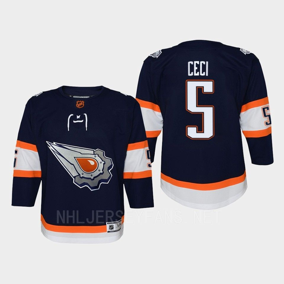 Youth Edmonton Oilers Cody Ceci 5 Special Edition 2.0 Retro Stitched Jersey Navy