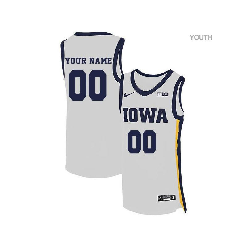 Youth Elite White Iowa Hawkeyes Custom Basketball Stitched Jersey