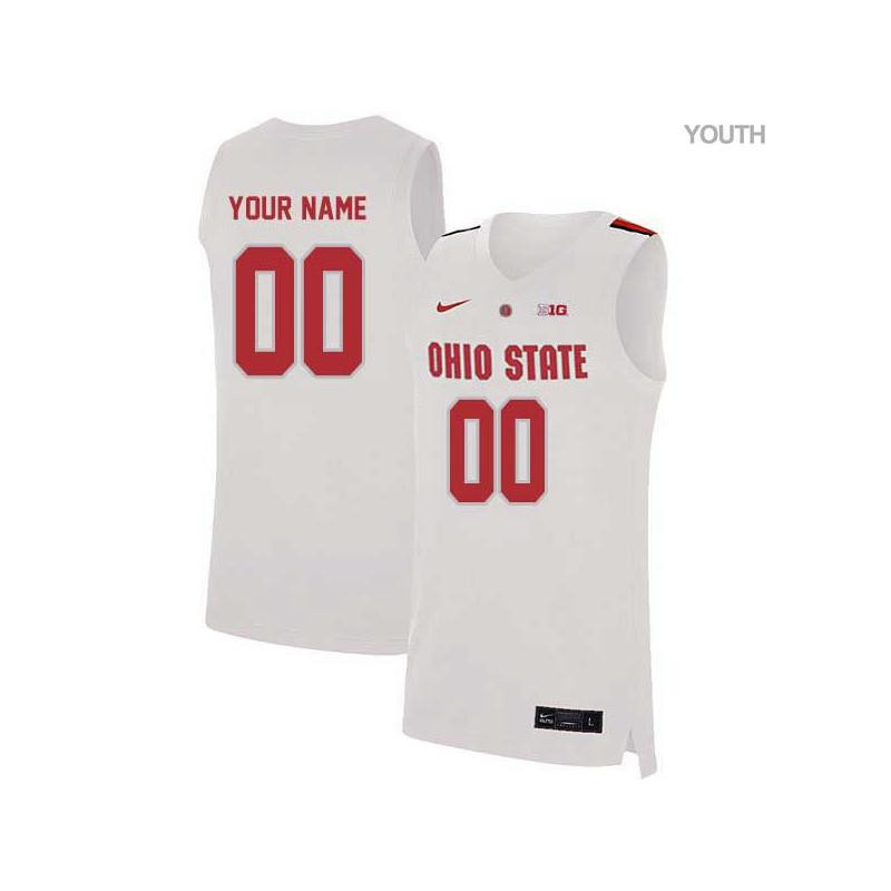 Youth Elite White Ohio State Buckeyes Custom Basketball Stitched Jersey