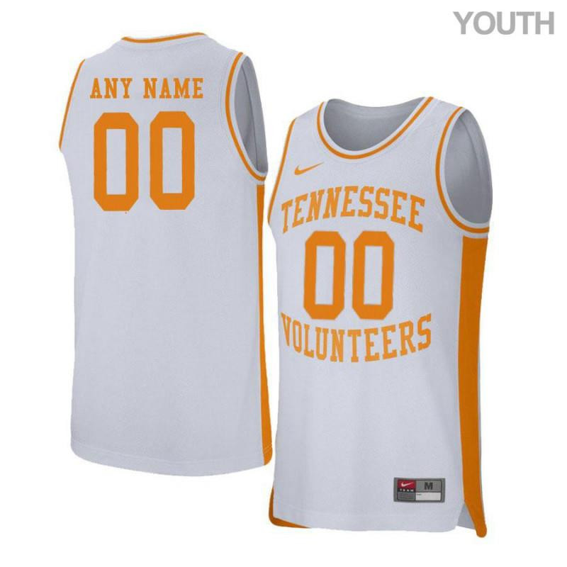 Youth Elite White Retro Tennessee Volunteers Custom Basketball Stitched Jersey