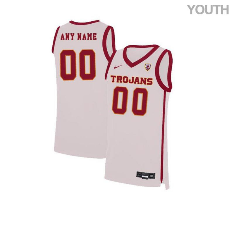 Youth Elite White USC Trojans Custom Basketball Stitched Jersey