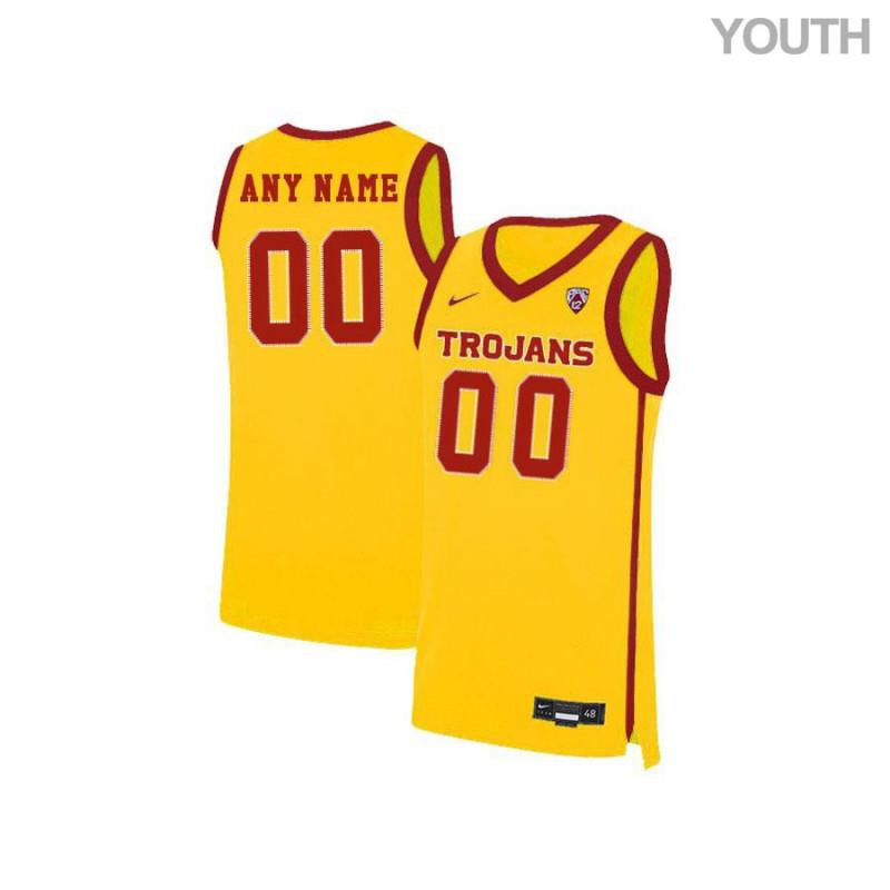 Youth Elite Yellow USC Trojans Custom Basketball Stitched Jersey