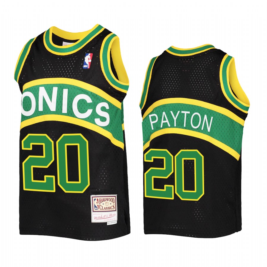 Youth Gary Payton Seattle SuperSonics Black Reload Jersey Throwback