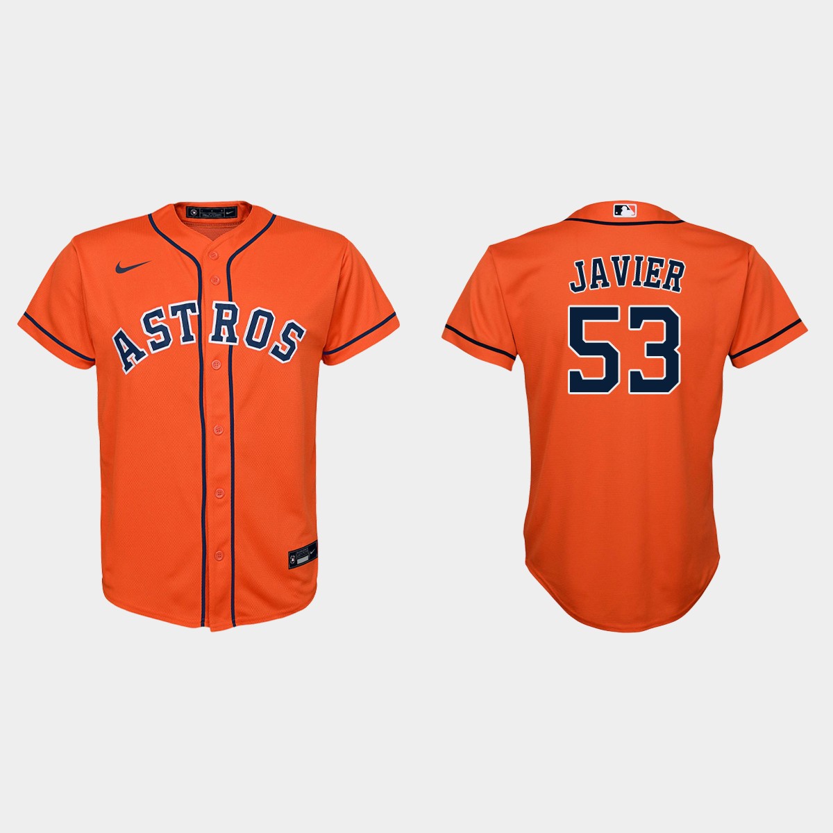 Youth Houston Astros #53 Cristian Javier Orange Alternate Jersey