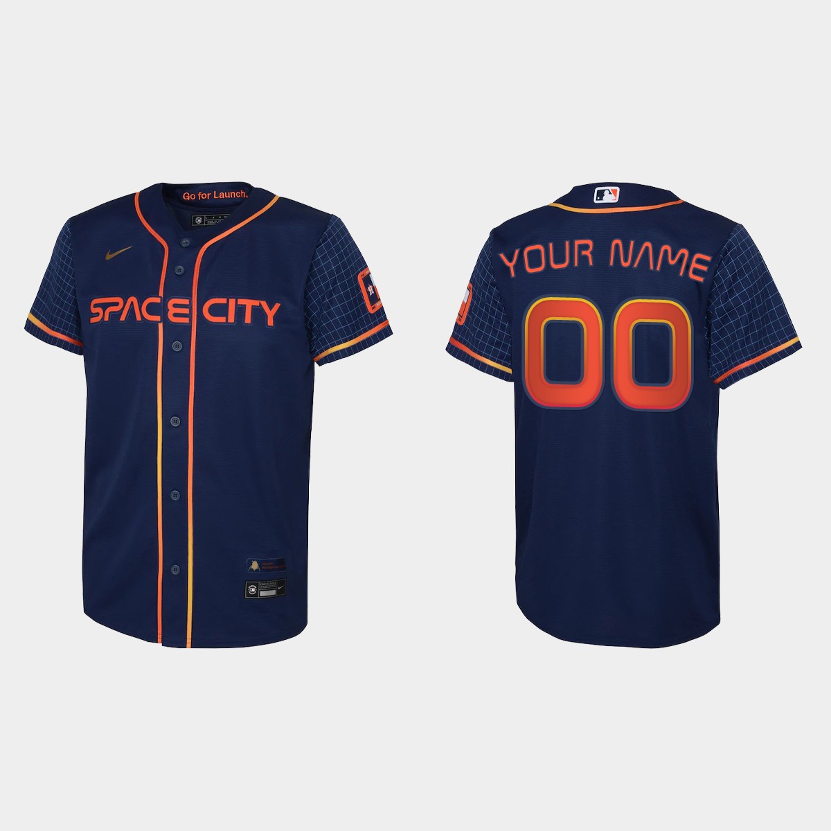 Youth Houston Astros Custom Navy 2022 City Connect Jersey