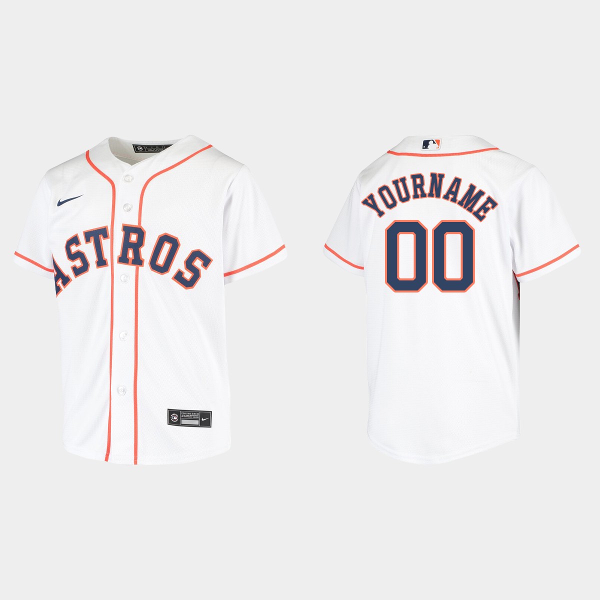 Youth Houston Astros Custom White Home Jersey