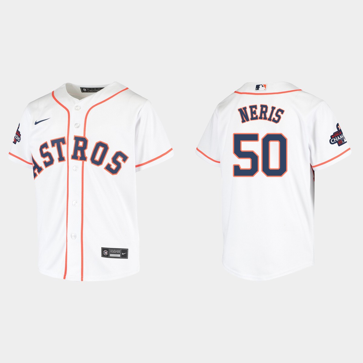 Youth Houston Astros Hector Neris White 2022 World Series Champions Jersey