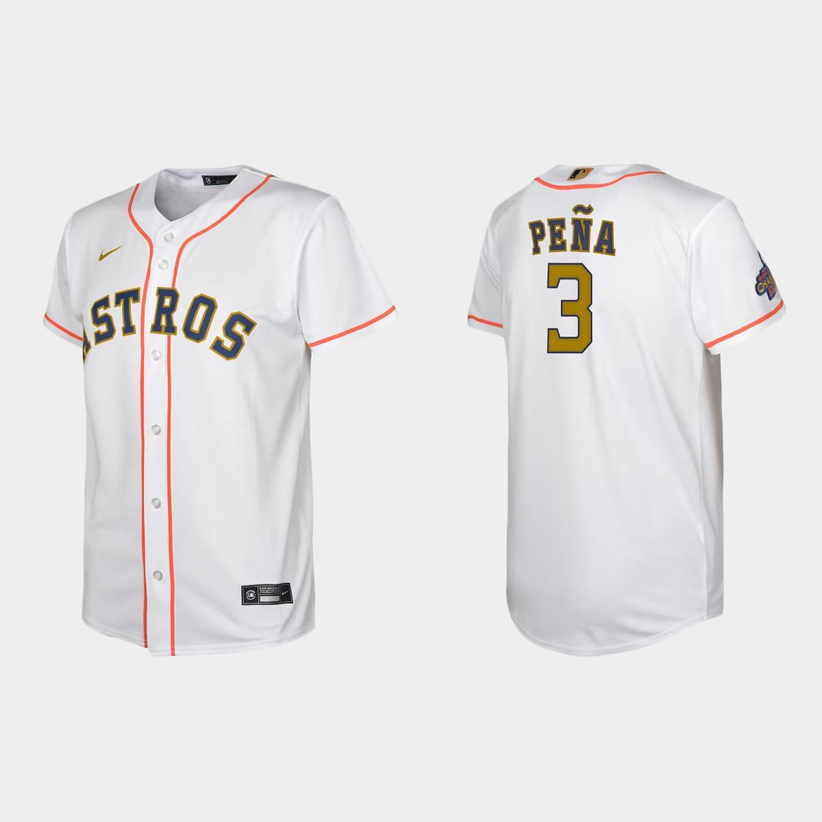 Youth Houston Astros Jeremy Pena White 2023 Gold Collection Jersey