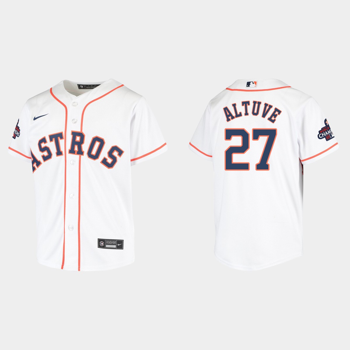 Youth Houston Astros Jose Altuve White 2022 World Series Champions Jersey