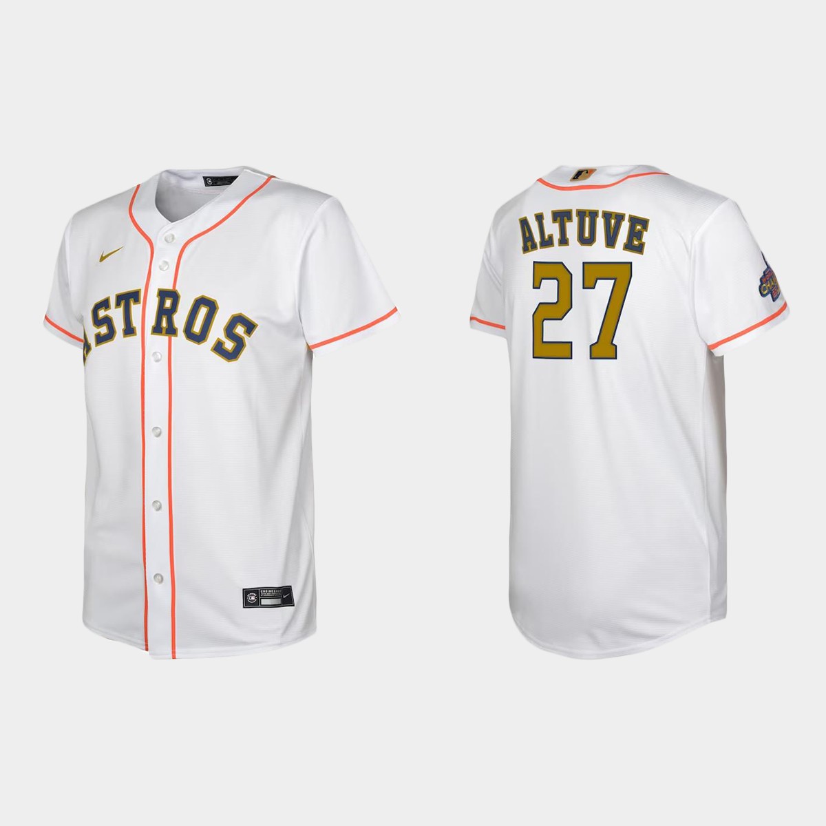 Youth Houston Astros Jose Altuve White 2023 Gold Collection Jersey