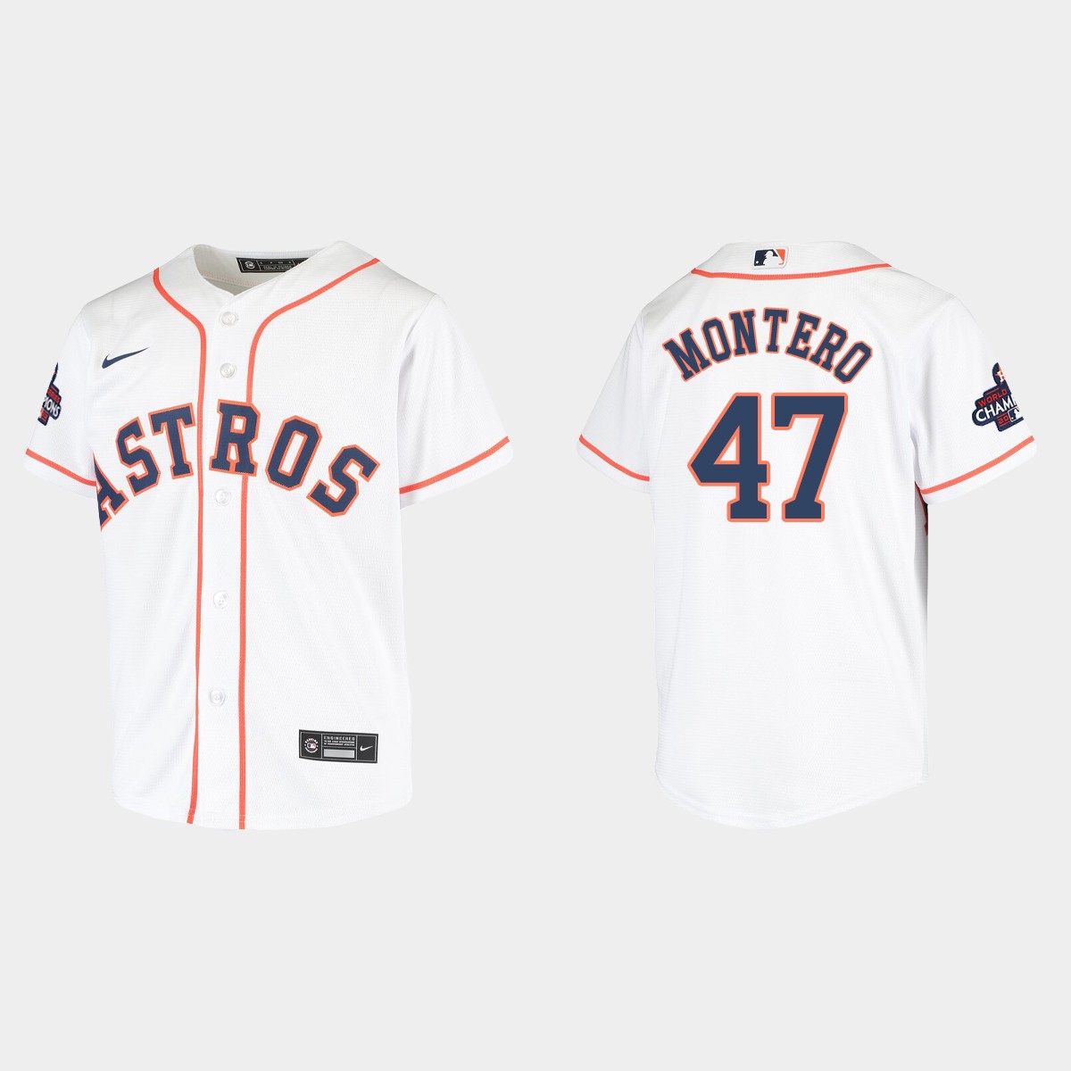 Youth Houston Astros Rafael Montero White 2022 World Series Champions Jersey