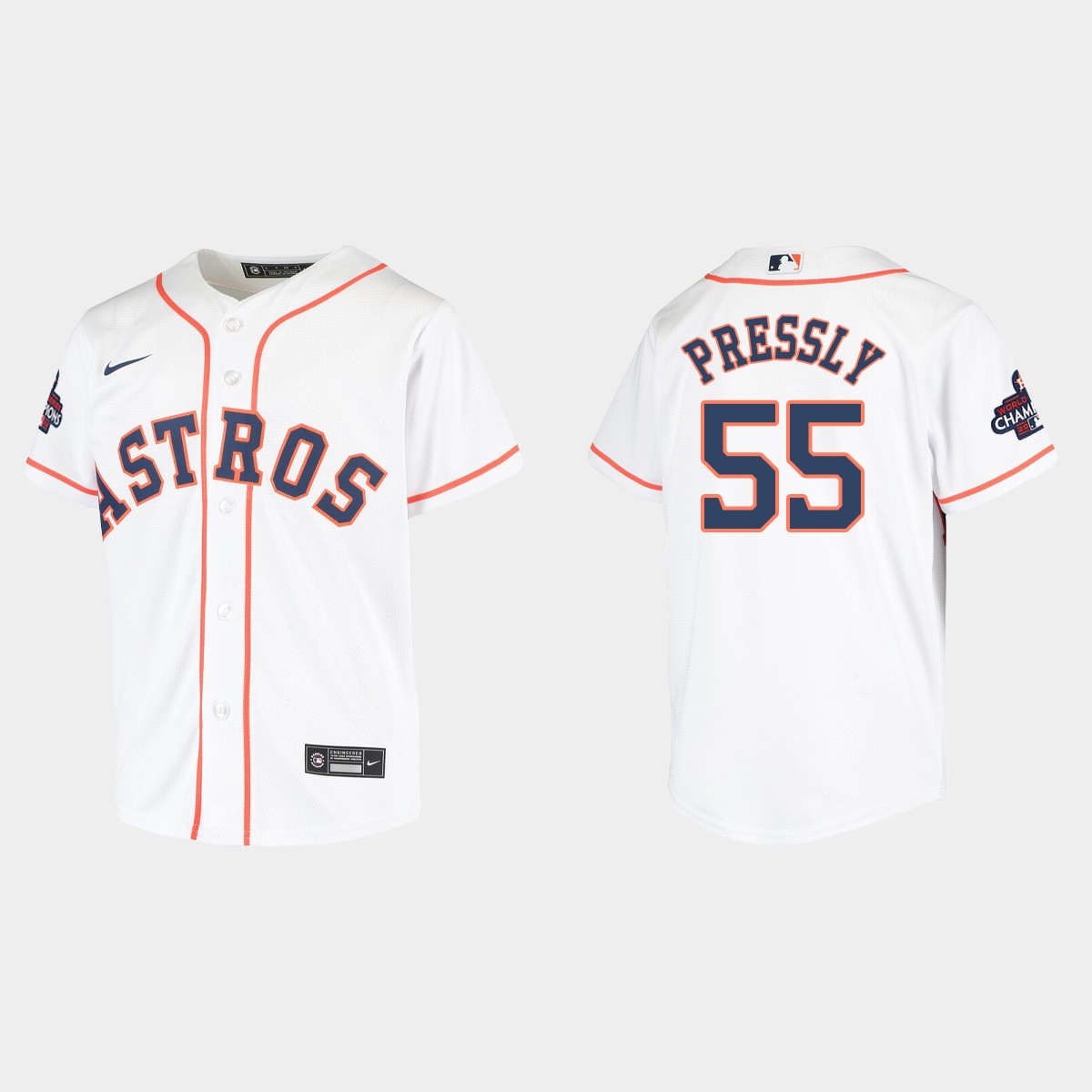 Youth Houston Astros Ryan Pressly White 2022 World Series Champions Jersey