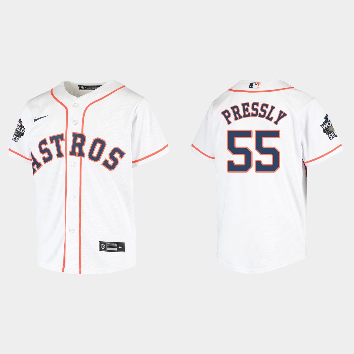 Youth Houston Astros Ryan Pressly White 2022 World Series Jersey