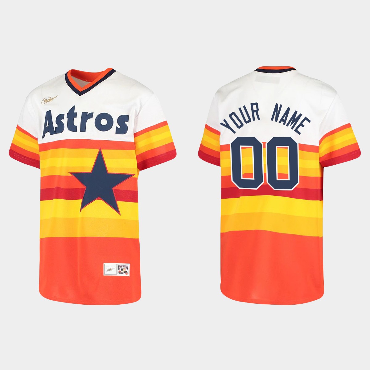 Youth Houston Astros White Cooperstown Collection Home Custom Jersey