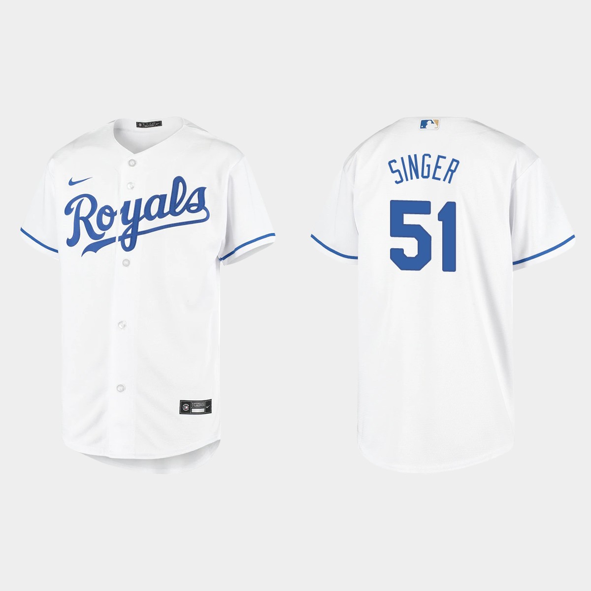 Youth Kansas City Royals #51 Brady Singer White Home Jersey
