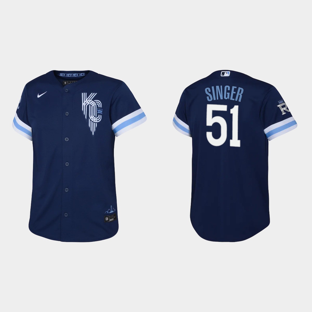Youth Kansas City Royals Brady Singer Navy 2022 City Connect Jersey