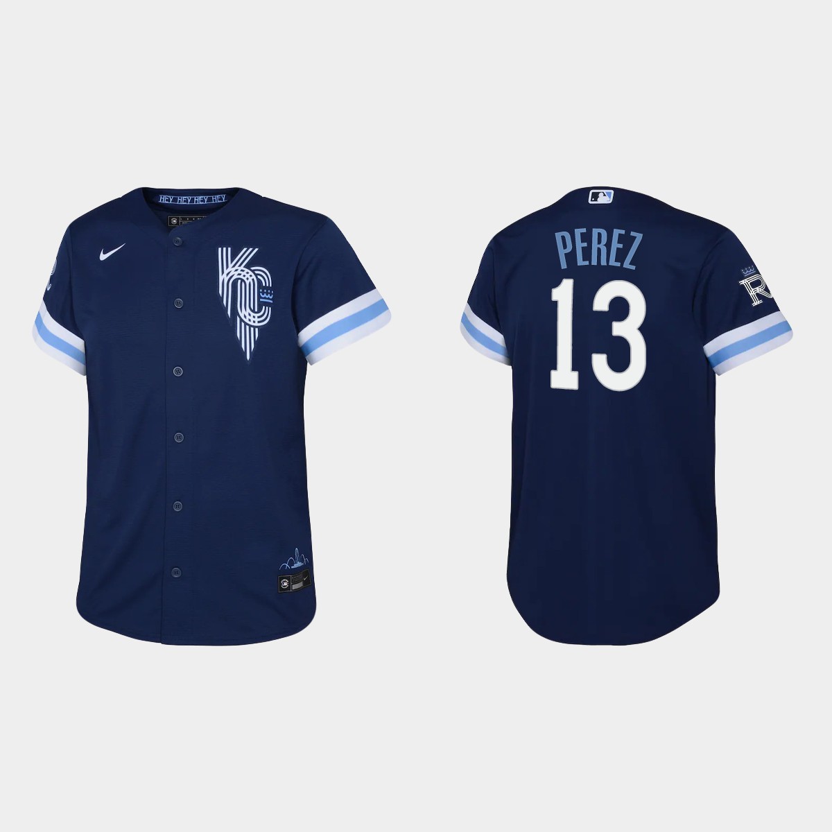 Youth Kansas City Royals Salvador Perez Navy 2022 City Connect Jersey