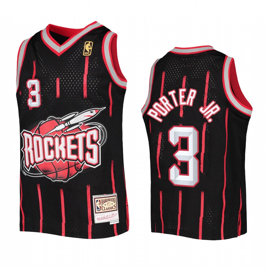Youth Kevin Porter Jr. Houston Rockets Black Reload Jersey Hardwood Classics