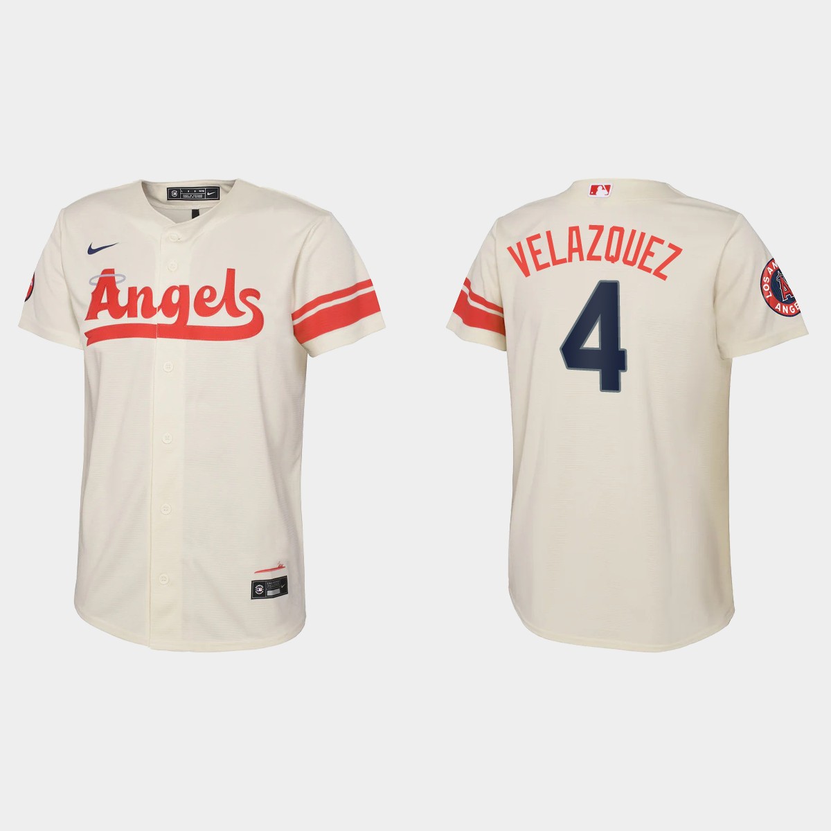 Youth Los Angeles Angels Andrew Velazquez Cream 2022 City Connect Jersey
