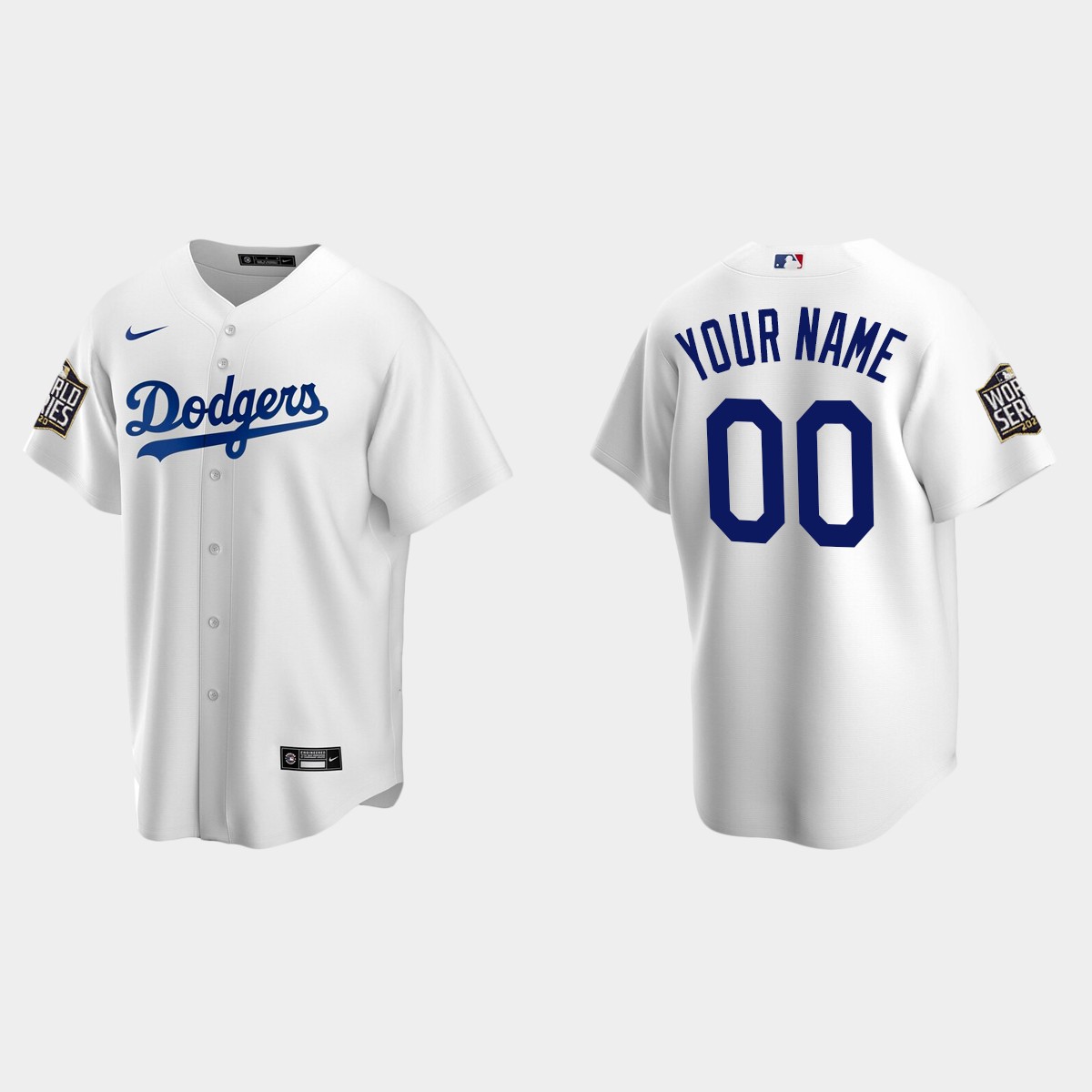 Youth Los Angeles Dodgers #00 Custom 2020 World Series Home Jersey - White