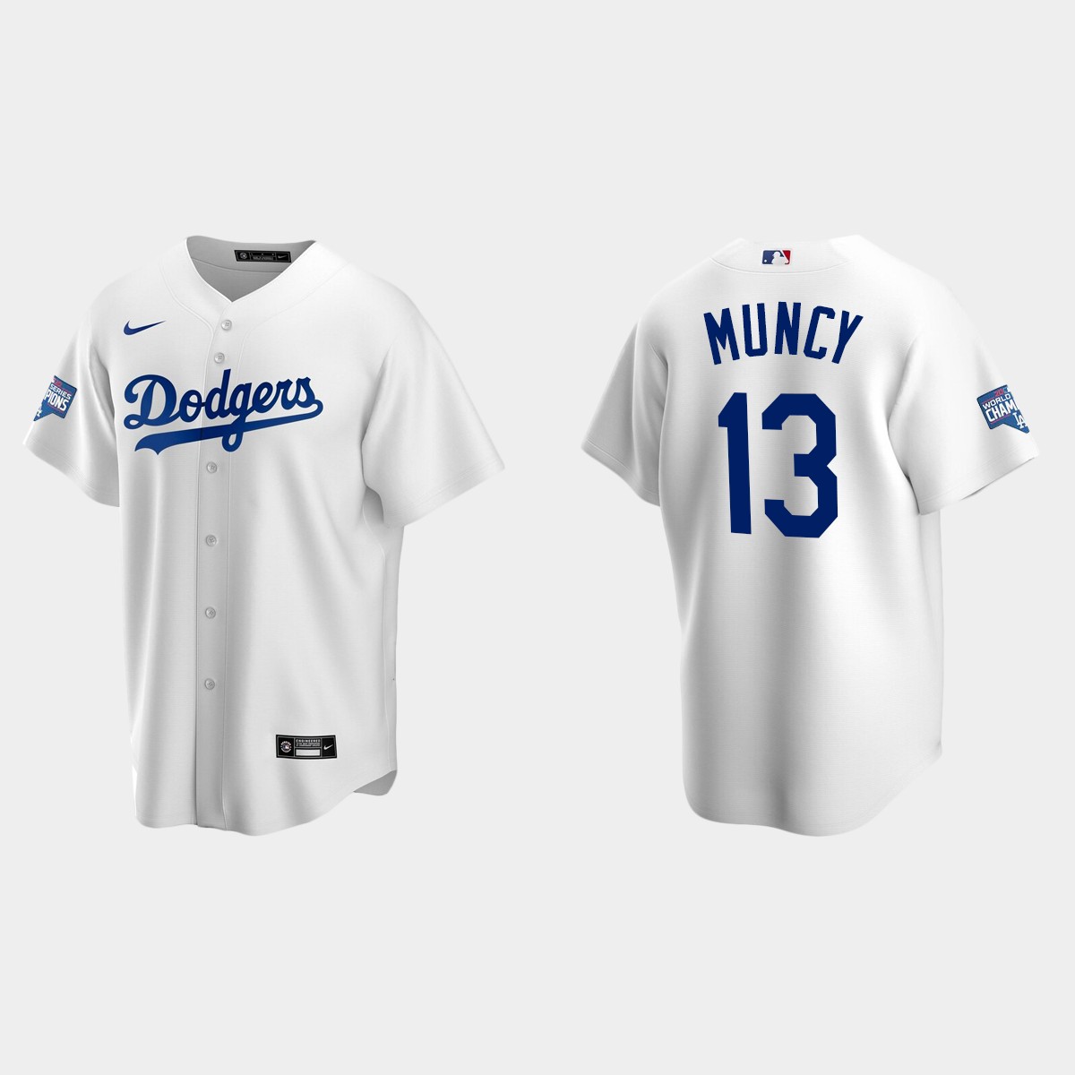 Youth Los Angeles Dodgers #13 Max Muncy White 2020 World Series Champions Home Jersey