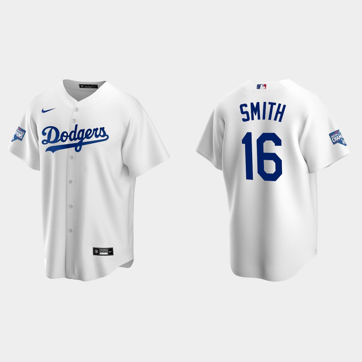 Youth Los Angeles Dodgers #16 Will Smith White 2020 World Series Champions Home Jersey