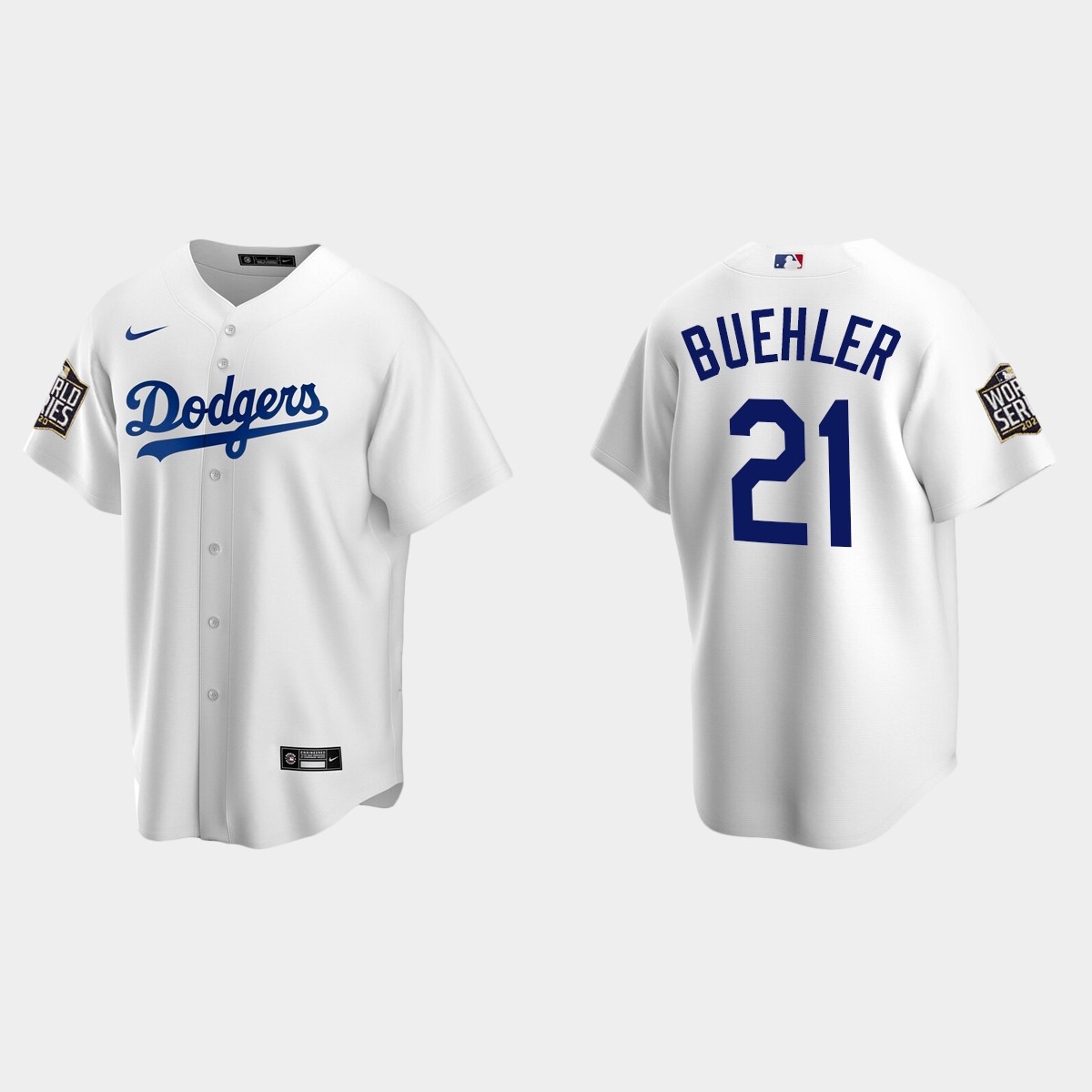 Youth Los Angeles Dodgers #21 Walker Buehler 2020 World Series Home Jersey - White