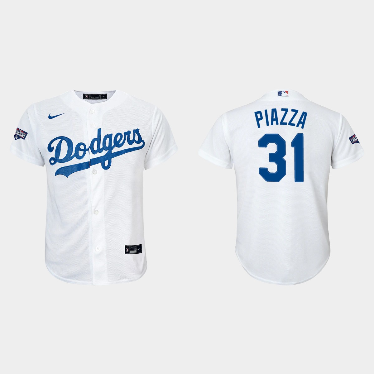 Youth Los Angeles Dodgers #31 Mike Piazza White 2020 World Series Champions Home Player Jersey