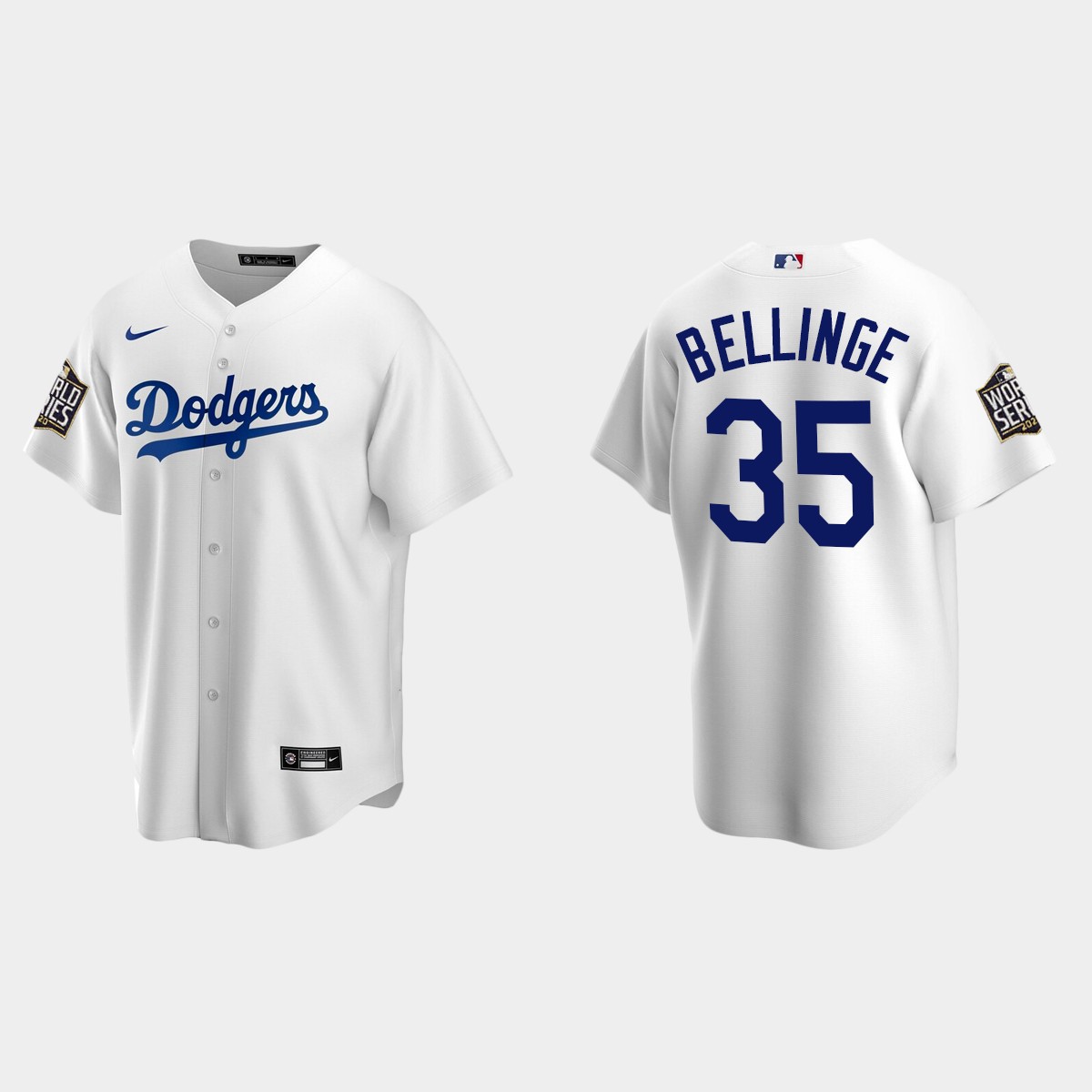 Youth Los Angeles Dodgers #35 Cody Bellinger 2020 World Series Home Jersey - White