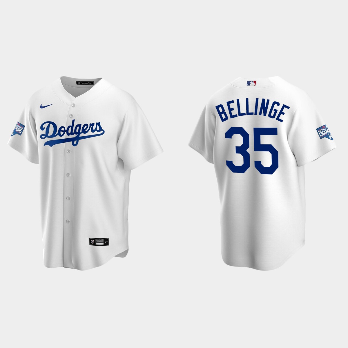Youth Los Angeles Dodgers #35 Cody Bellinger White 2020 World Series Champions Home Jersey