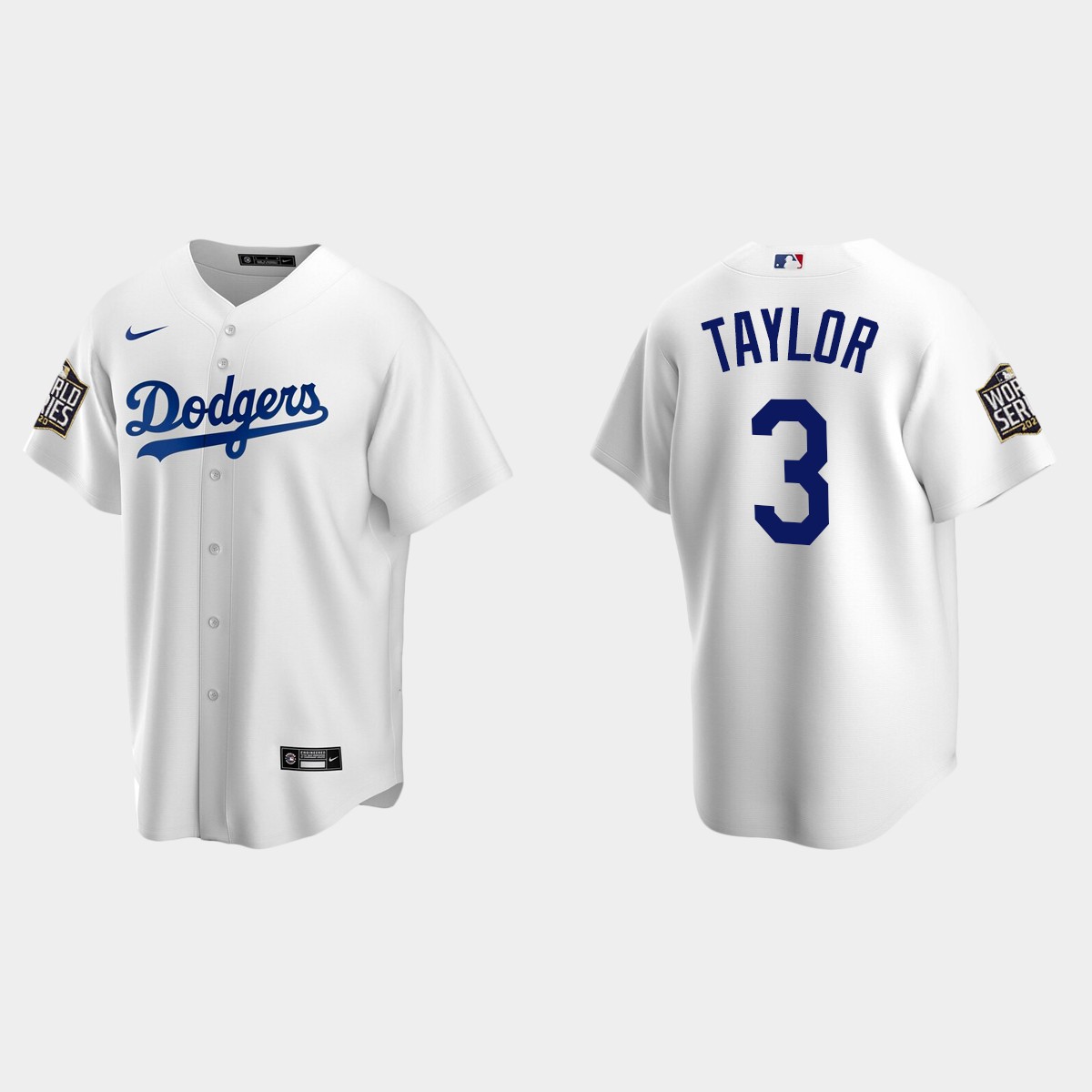 Youth Los Angeles Dodgers #3 Chris Taylor 2020 World Series Home Jersey - White