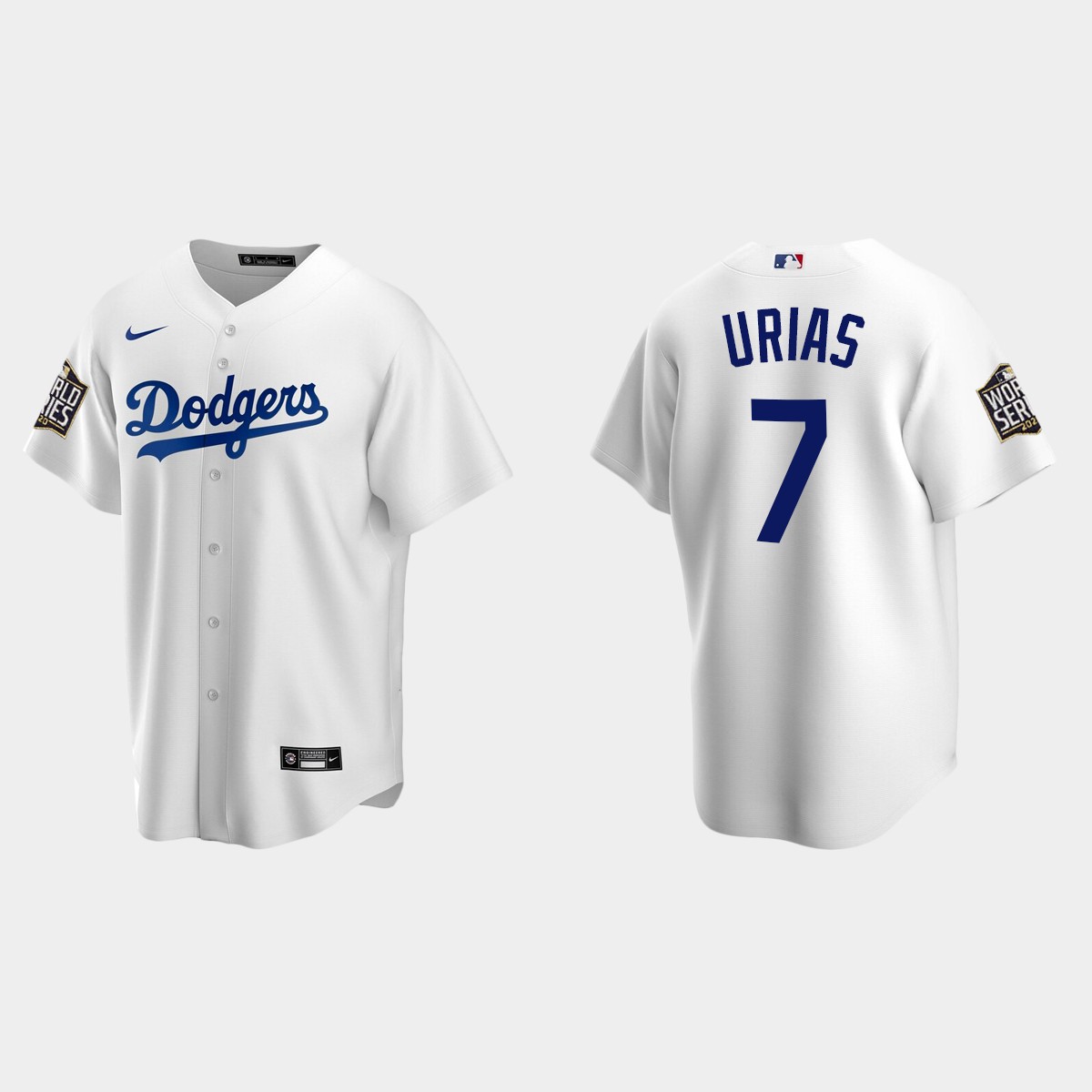 Youth Los Angeles Dodgers #7 Julio Urias 2020 World Series Home Jersey - White