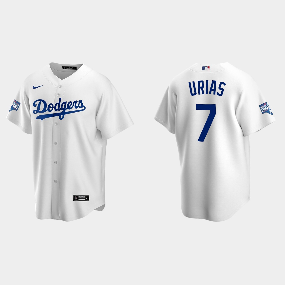 Youth Los Angeles Dodgers #7 Julio Urias White 2020 World Series Champions Home Jersey