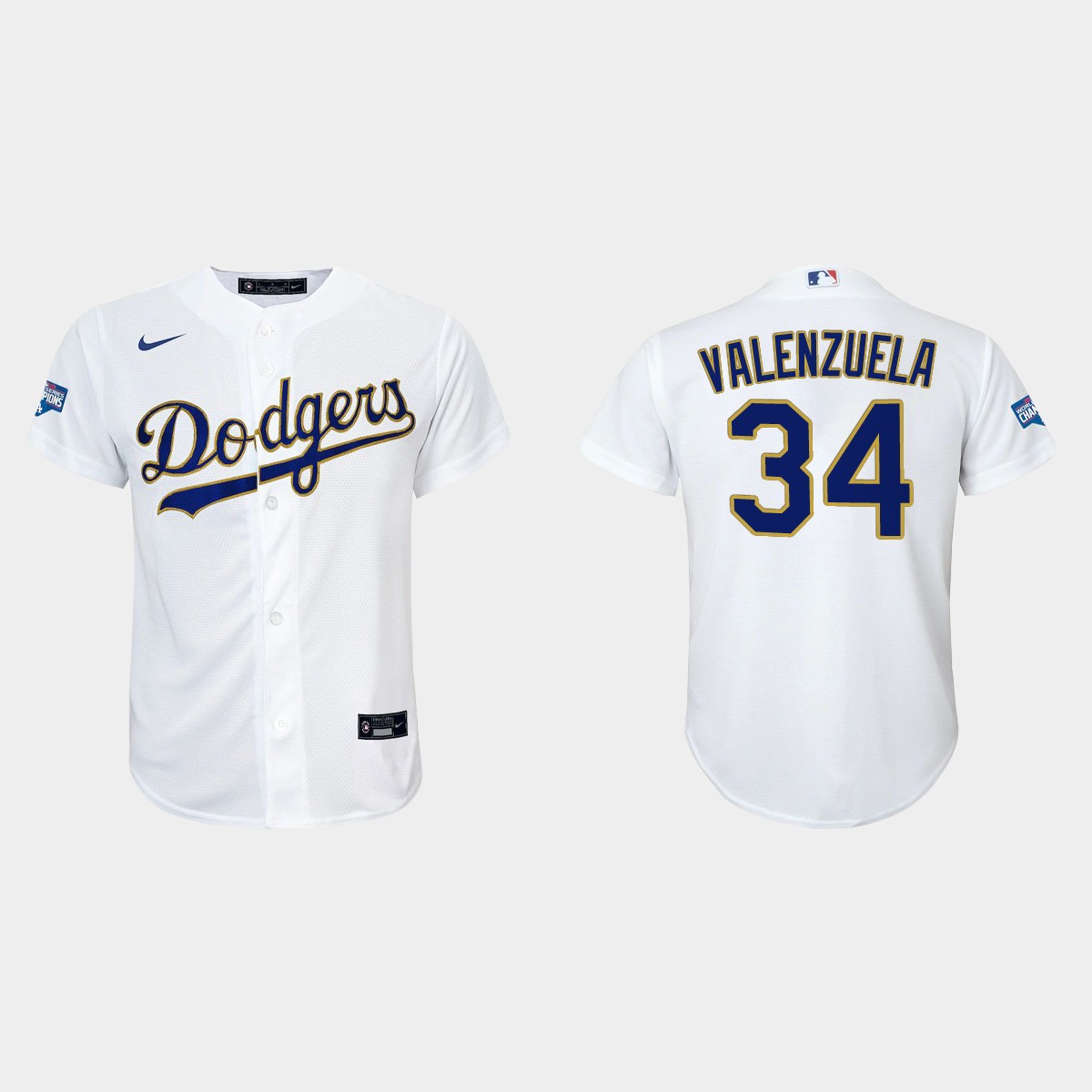 Youth Los Angeles Dodgers Fernando Valenzuela 2021 Gold Program White Gold Jersey