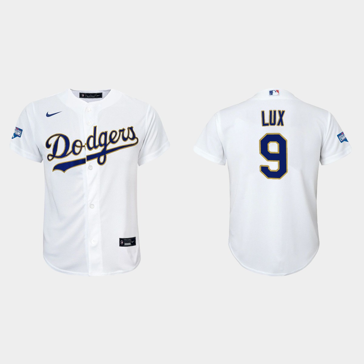 Youth Los Angeles Dodgers Gavin Lux 2021 Gold Program White Gold Jersey