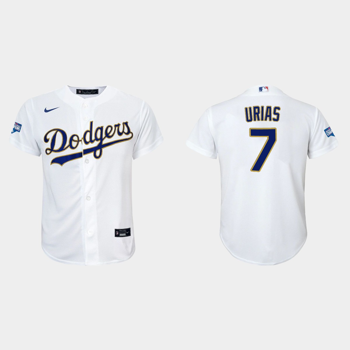 Youth Los Angeles Dodgers Julio Urias 2021 Gold Program White Gold Jersey