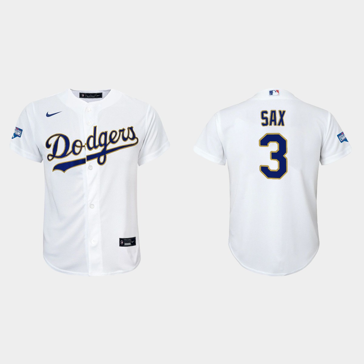 Youth Los Angeles Dodgers Steve Sax 2021 Gold Program White Gold Jersey