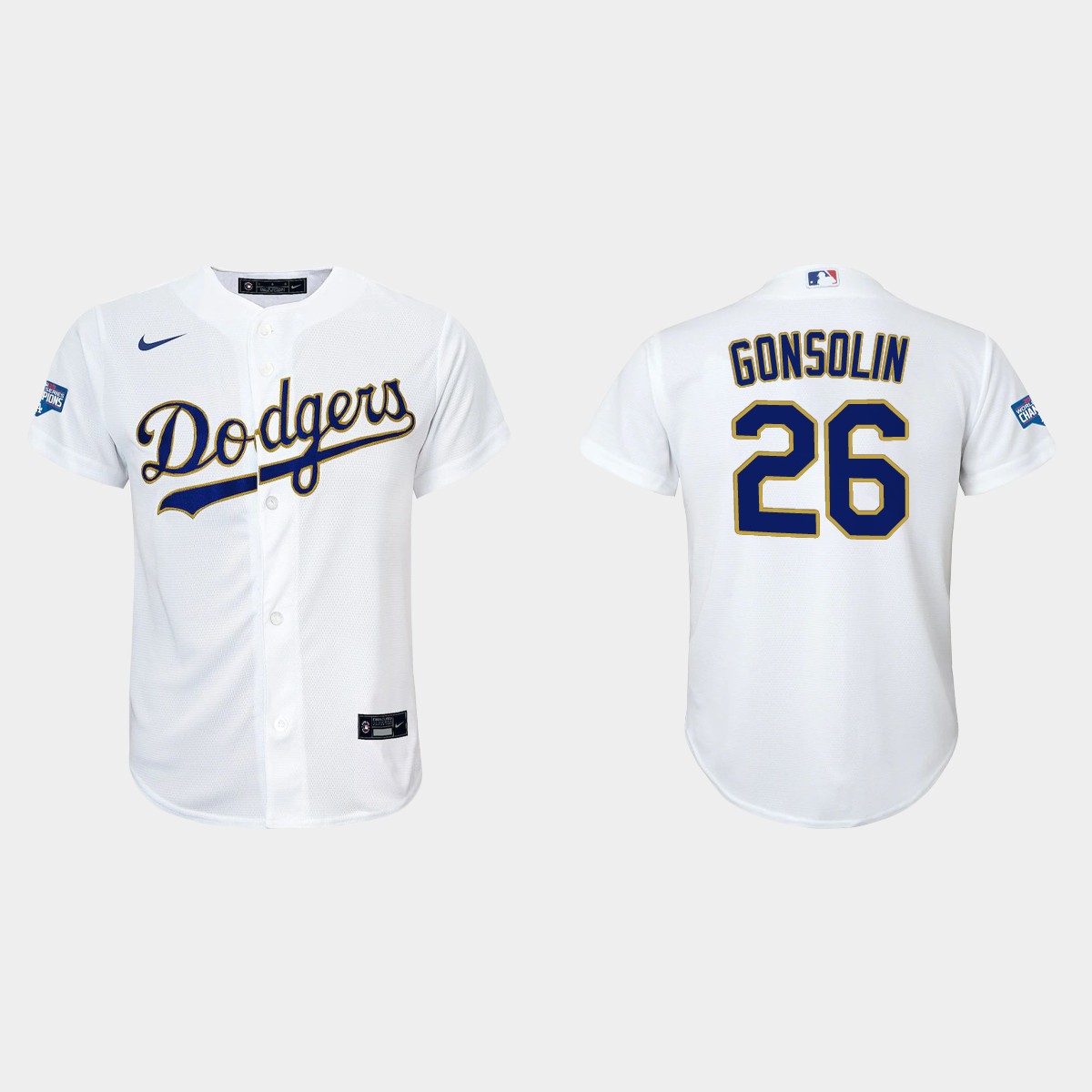Youth Los Angeles Dodgers Tony Gonsolin 2021 Gold Program White Gold Jersey