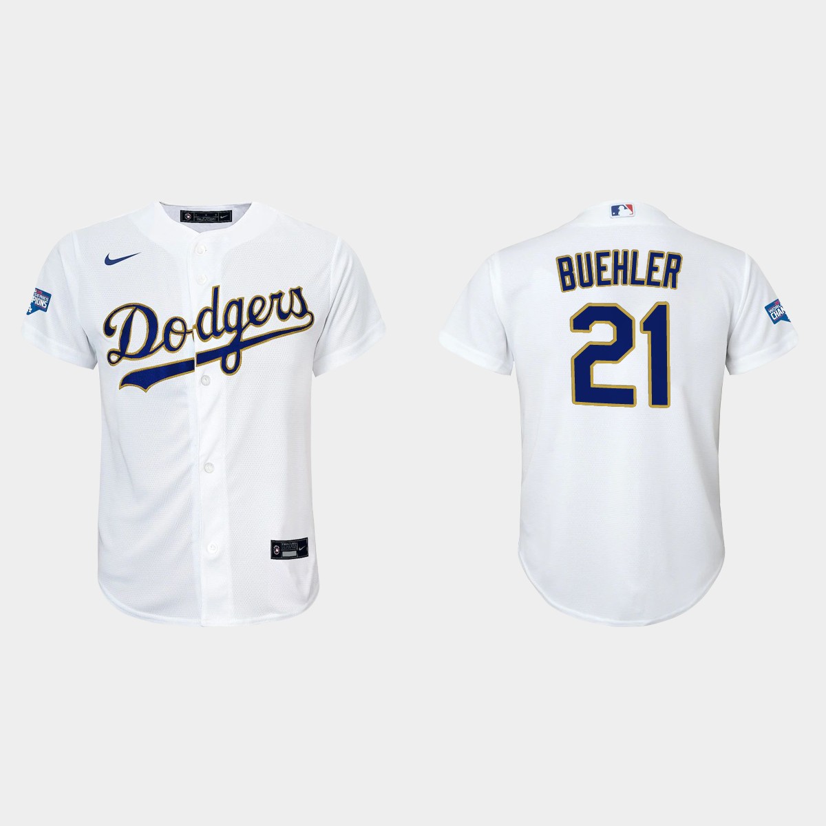 Youth Los Angeles Dodgers Walker Buehler 2021 Gold Program White Gold Jersey
