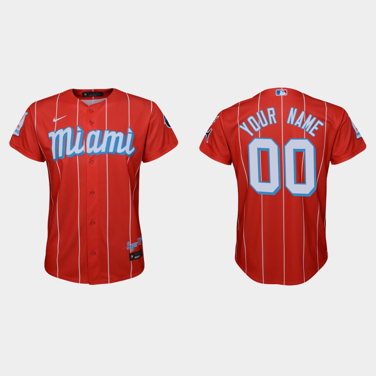 Youth Miami Marlins #00 Custom Red 2021 City Connect Jersey