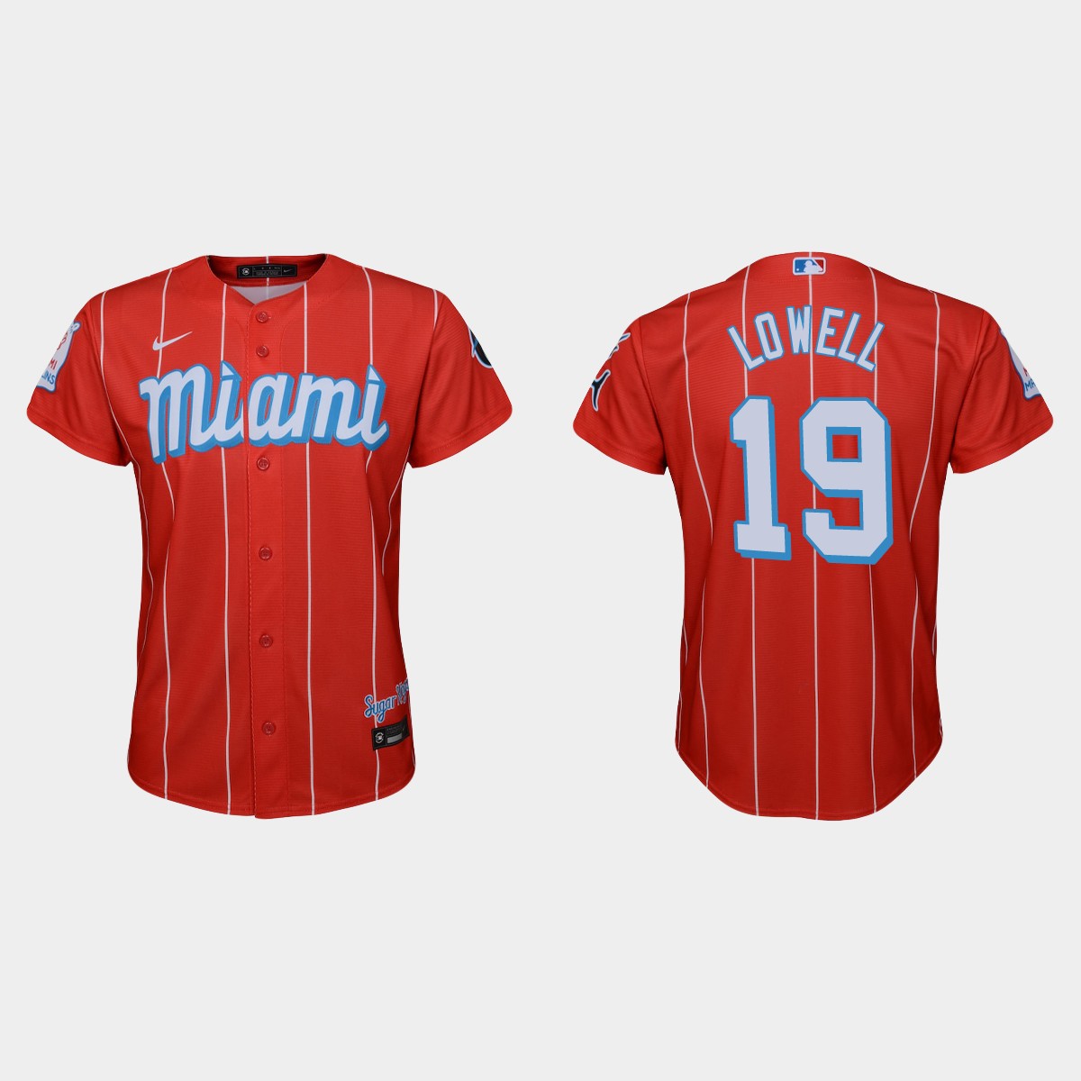 Youth Miami Marlins #19 Mike Lowell Red 2021 City Connect Jersey